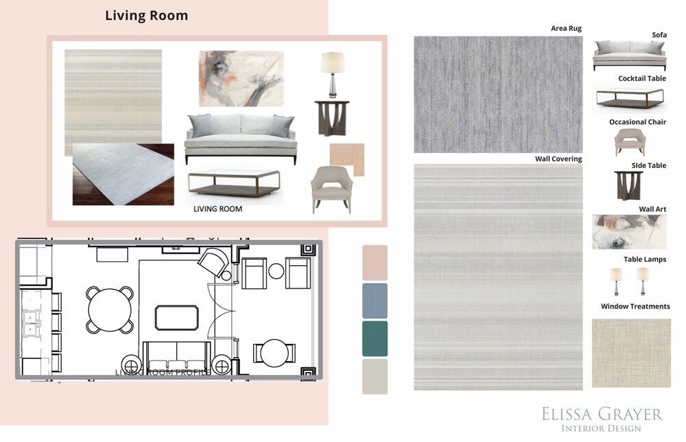 Living room design layout and color scheme inspiration.