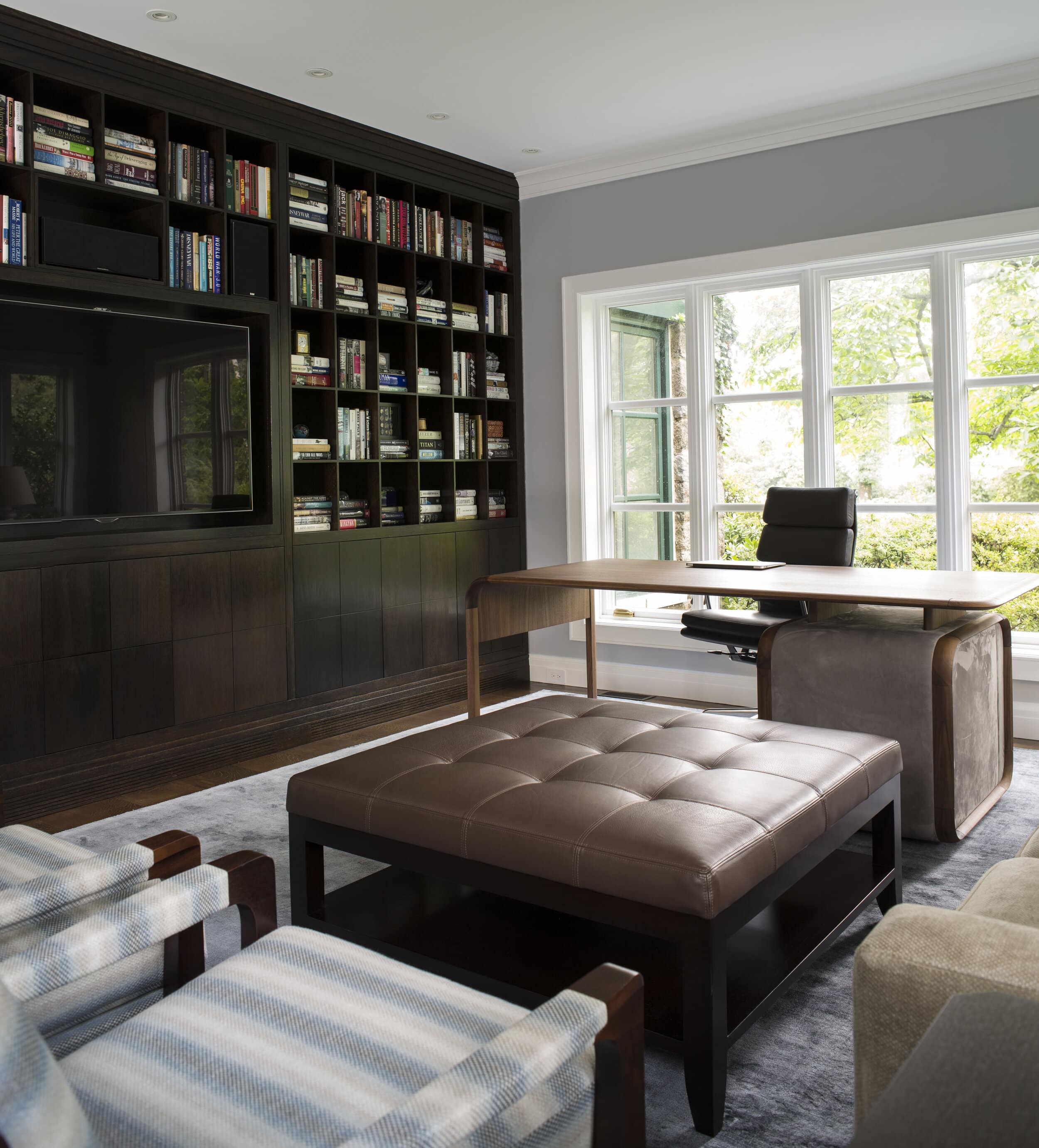 From our Project Stratford, the family den becomes a fully functional home office!