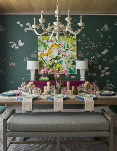 The dining room at the 2023 Hamptons Showhouse