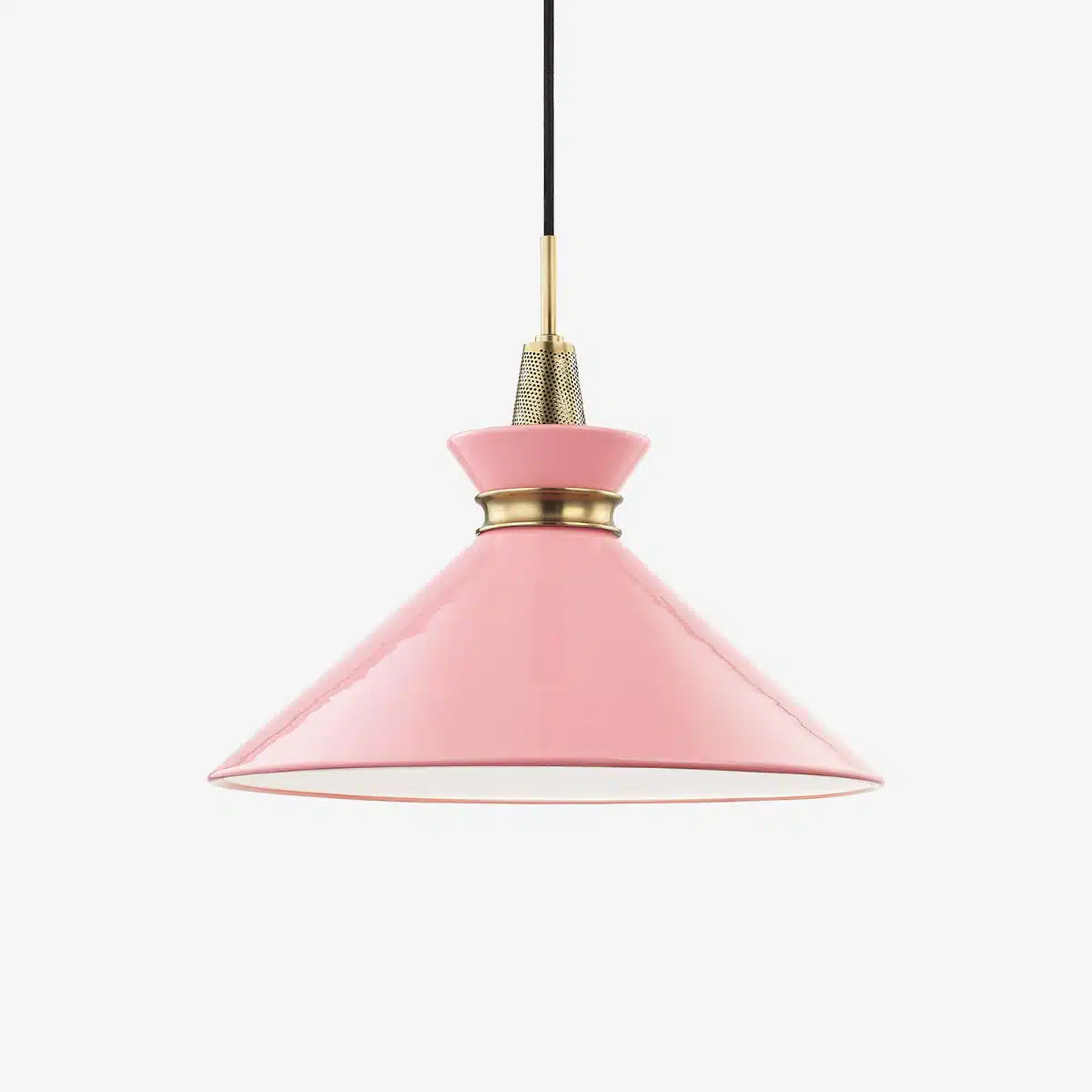 Pink pendant light isolated on white background.