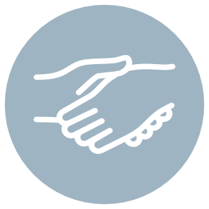 Icon of handshake representing partnership or agreement.